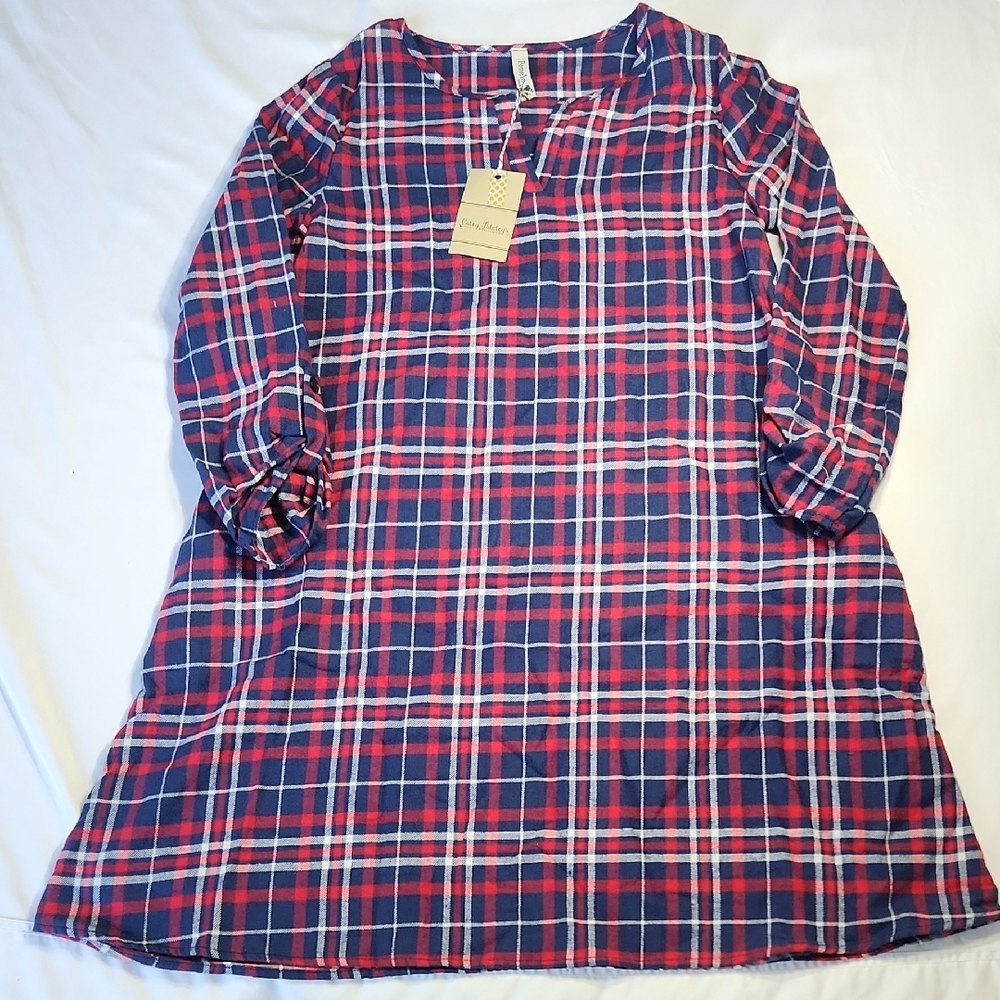 Pomelo Girls Plaid Dress Red Blue Check Size 14/16 NWT